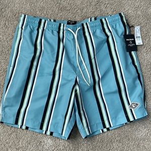 PacSun men’s swim trunks. Cabana stripe in blue, navy, mint and white. NWT
